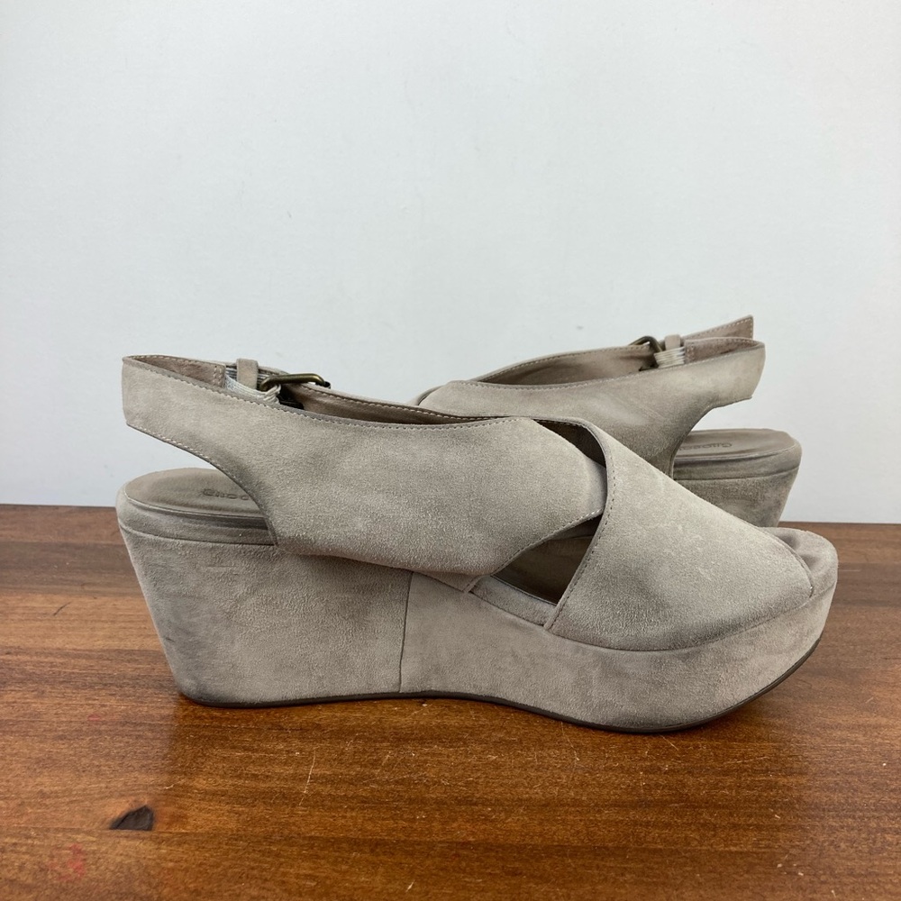 Chocolat Blu Wim Gray Suede Wedge Criss Cross Sandals Platform Women’s 9.5. - Picture 6 of 11